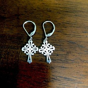 James Avery Retired Open Adorned Cross Earrings